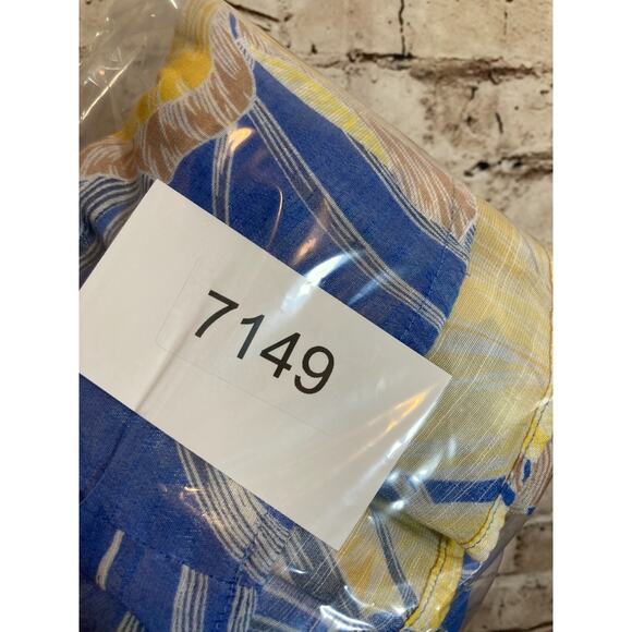 Cocomo Popover Top Womens Medium Cobalt & Yellow Tropical Floral Flutter Sleeve - Picture 9 of 12